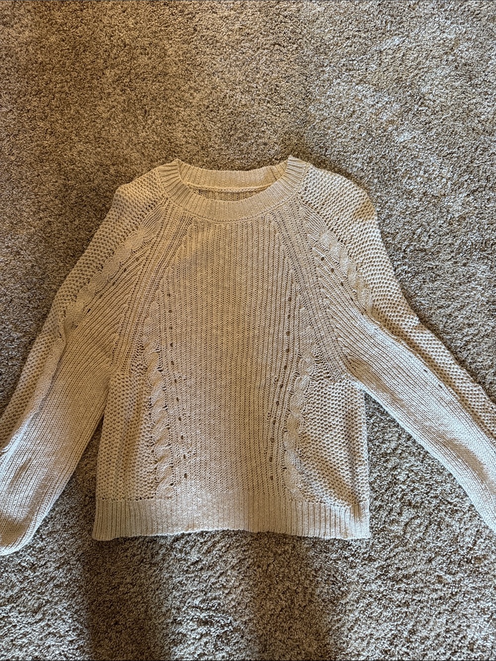 American Eagle Outfitters Oatmeal Cable Scoop Neck Sweater